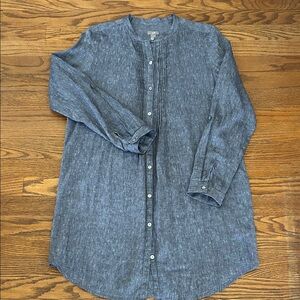 J. Jill Shirt Dress Tunic Women’s Small Linen Resort wear Classic Pintuck